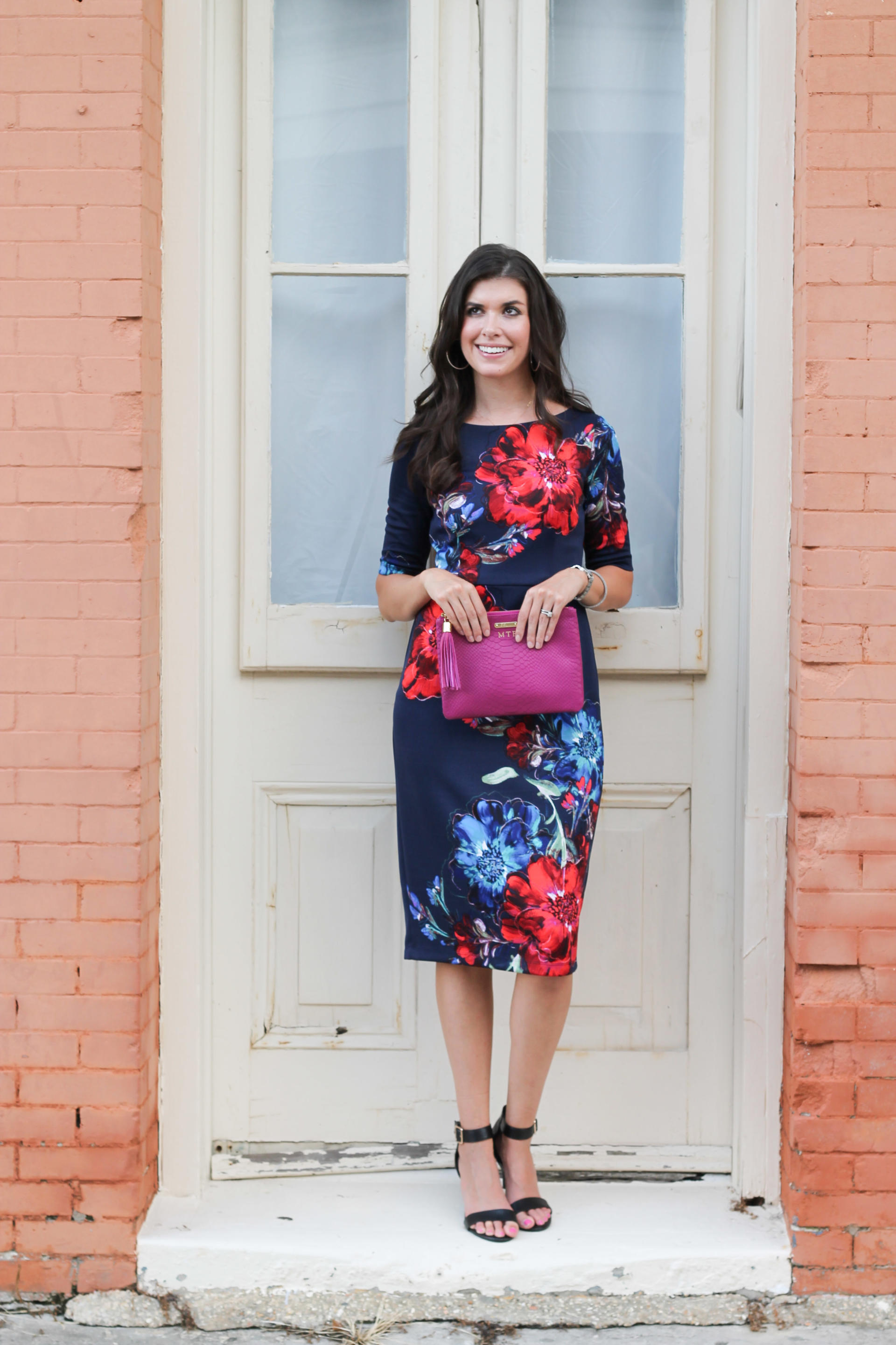 Navy Floral Dress With Maggy London