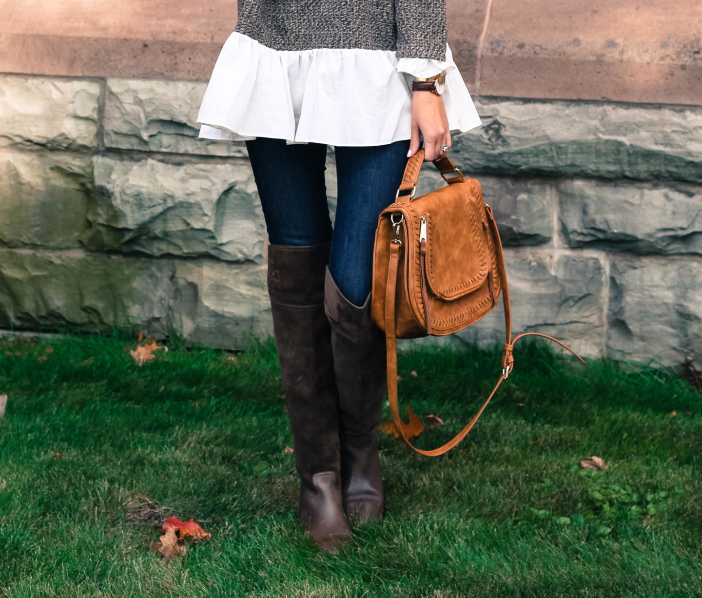 Ruffled Brown Sweater: Thanksgiving Outfit Inspiration by New York fashion blogger Style Waltz