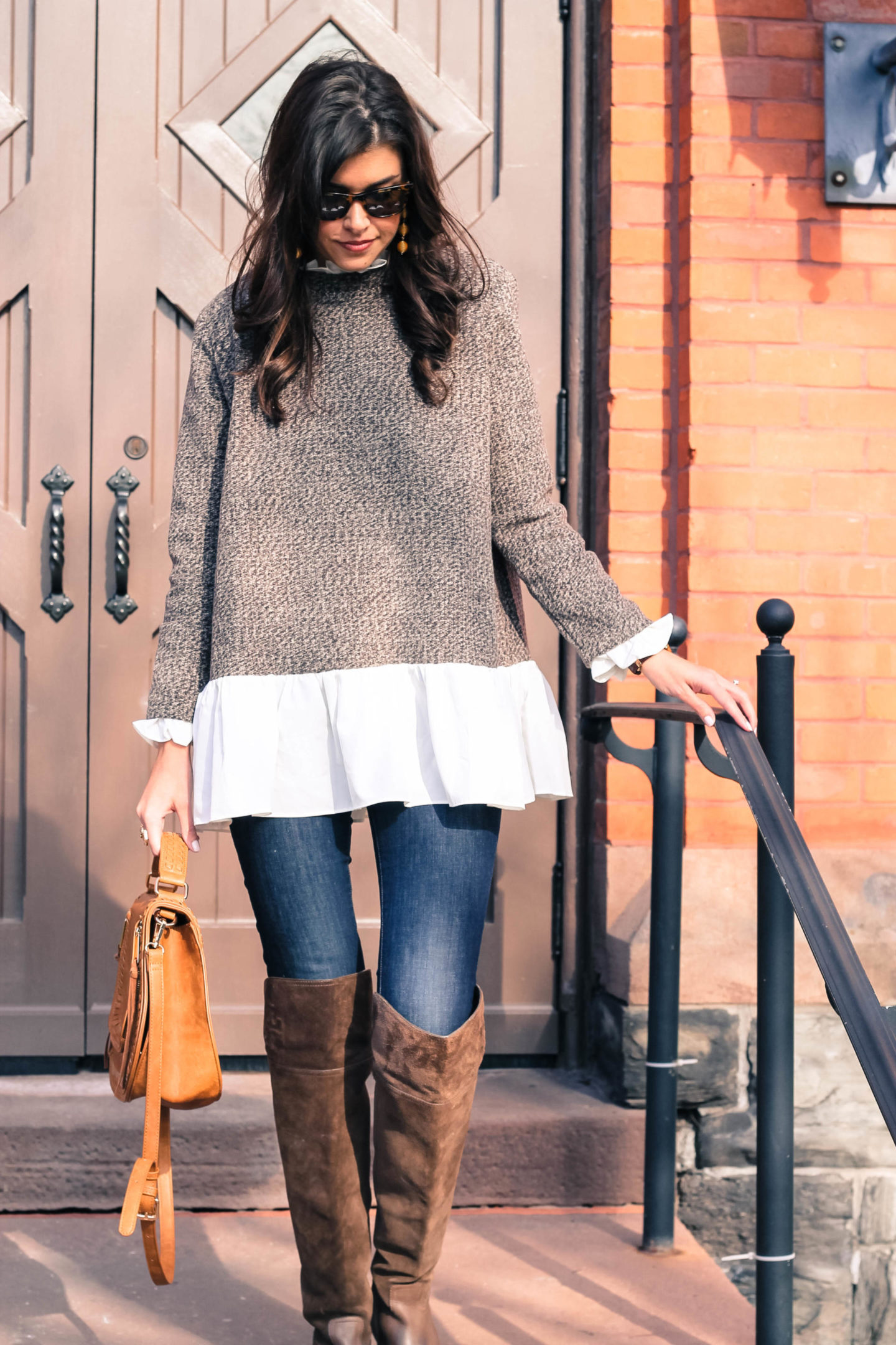Ruffled Brown Sweater: Thanksgiving Outfit Inspiration by New York fashion blogger Style Waltz