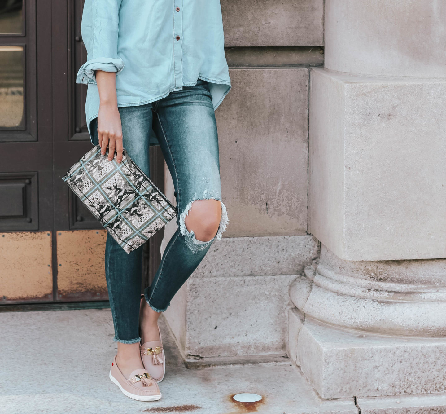 Dressing Up Distressed Jeans With A Silk Scarf | Style Waltz