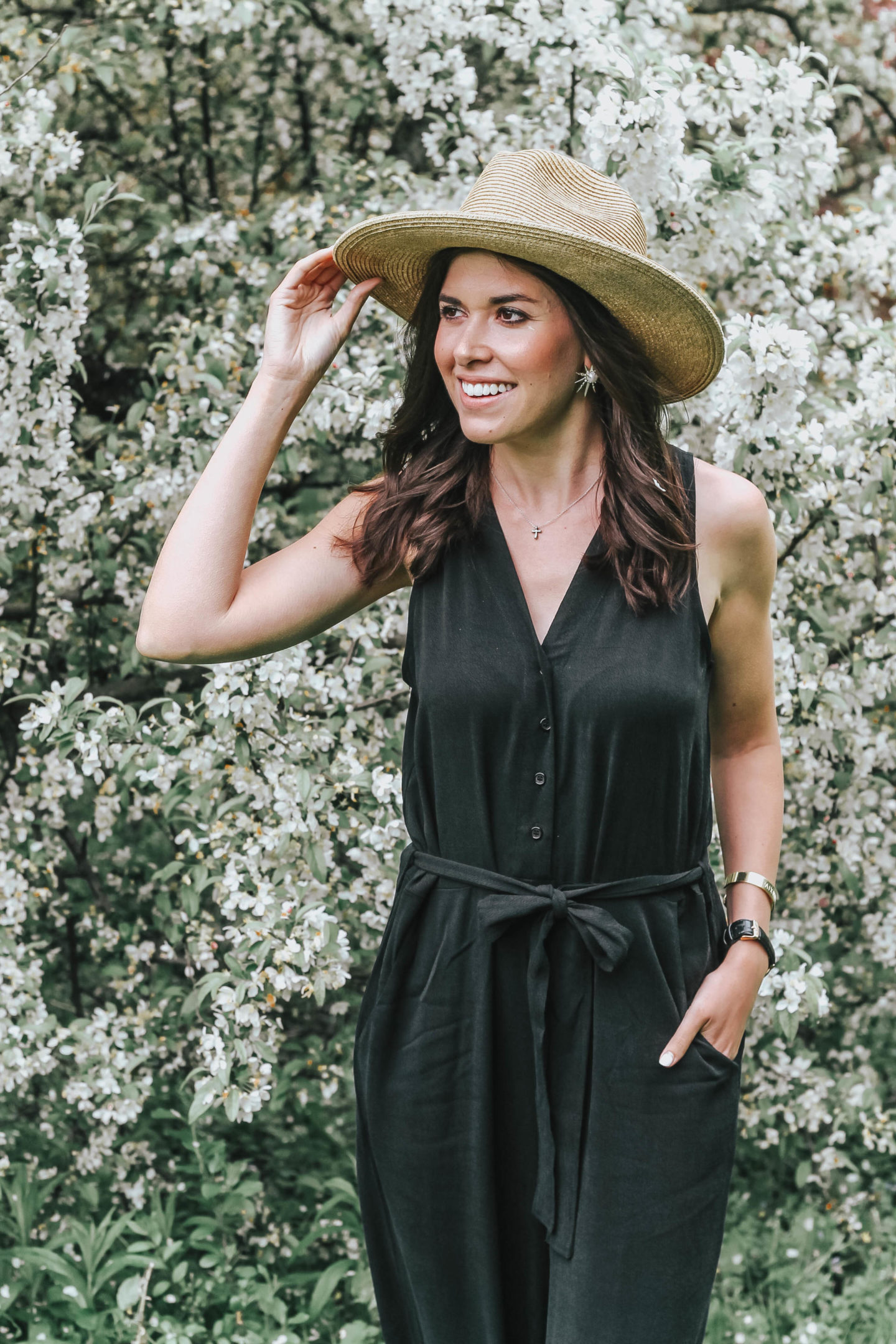 Sleeveless Black Jumpsuit | Panama Hat | Style Waltz