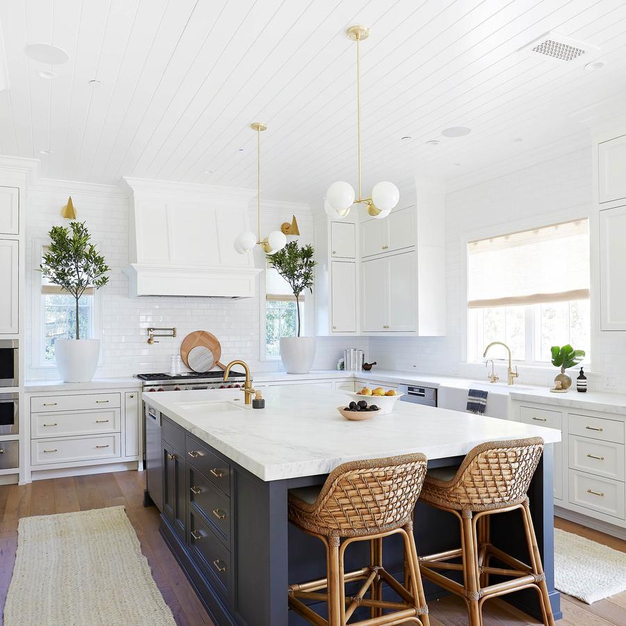 navy and white kitchen design